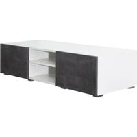 MEUBLE TV LIME Meuble TV contemporain blanc et décor béton - MEUBLE TV LIME Meuble TV contemporain blanc et décor béton -