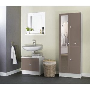 GALET Armoire de salle de bain 60 cm - Blanc et taupe - Achat ... GALET Armoire de salle de bain 60 cm - Blanc et taupe - Achat ...