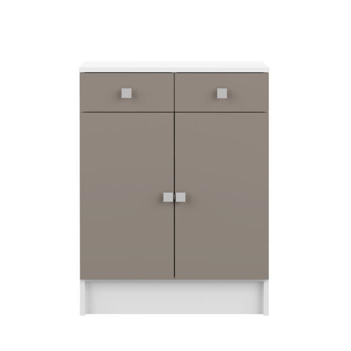 GALET Meuble SDB 60x81cm blanc/taupe   Achat / Vente FINITION MEUBLE