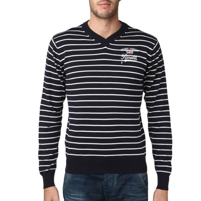 RIVALDI Pull Jaloti Homme Marine et blanc Marine et blanc   Achat