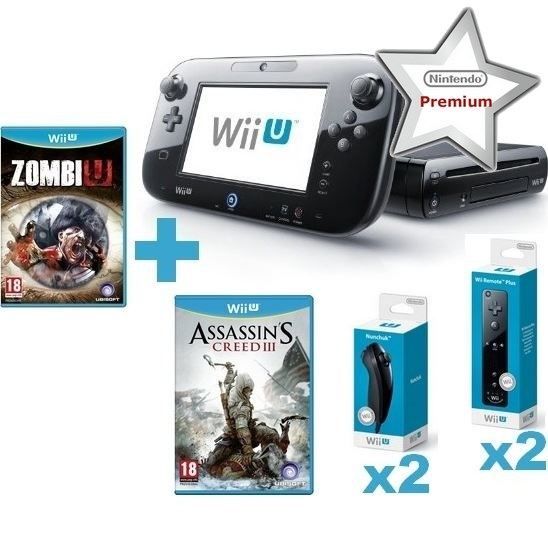 Contient le pack Wii U Premium Noir Zombi U + 2 nunchucks noirs + 2