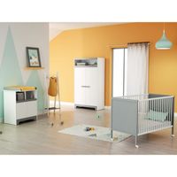 CHAMBRE COMPLÈTE BÉBÉ Chambre complète FANNY Lit Armoire Commode - Gris CHAMBRE COMPLÈTE BÉBÉ Chambre complète FANNY Lit Armoire Commode - Gris