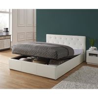 STRUCTURE DE LIT BAHIA Lit coffre adulte contemporain simil blanc + STRUCTURE DE LIT BAHIA Lit coffre adulte contemporain simil blanc +