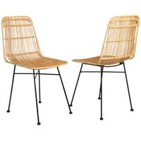 CHAISE ELIA Lot de 2 chaises en rotin naturel - Pieds en CHAISE ELIA Lot de 2 chaises en rotin naturel - Pieds en