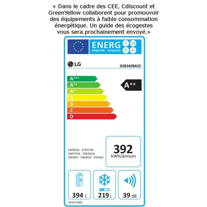  GSB360BASZ - Réfrigérateur américain2