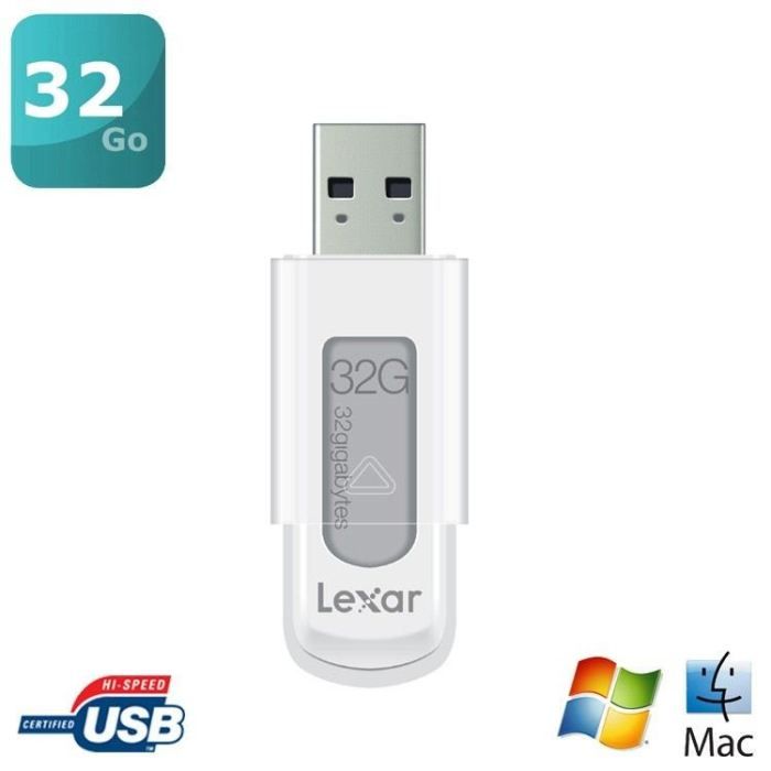 Clé USB 32 Go blanche   Capuchon coulissant   Protection