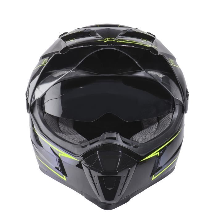 Nox N311 Bolt Casque Cross Intégral Noir Et Jaune Cagoule Achat