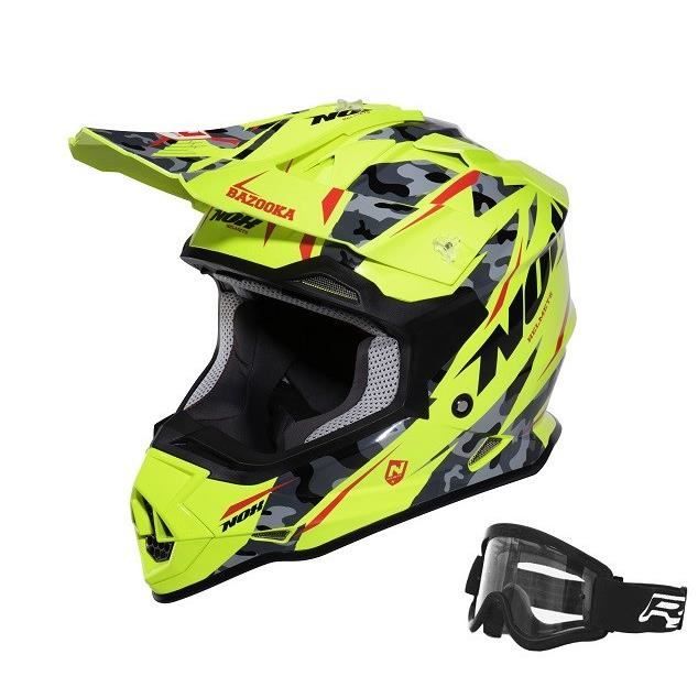Nox Casque Cross Bazooka Déco Jaune Masque Achat Vente