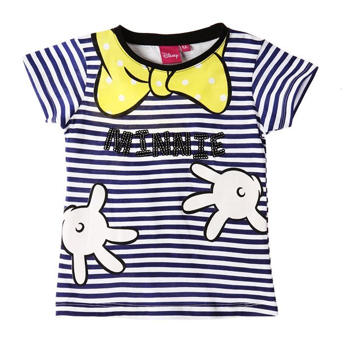 MINNIE T Shirt Fille Bleu Blanc Bleu, blanc   Achat / Vente T SHIRT