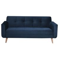 CANAPÉ - SOFA - DIVAN POONY Canapé droit fixe 3 places - Velours bleu fo CANAPÉ - SOFA - DIVAN POONY Canapé droit fixe 3 places - Velours bleu fo