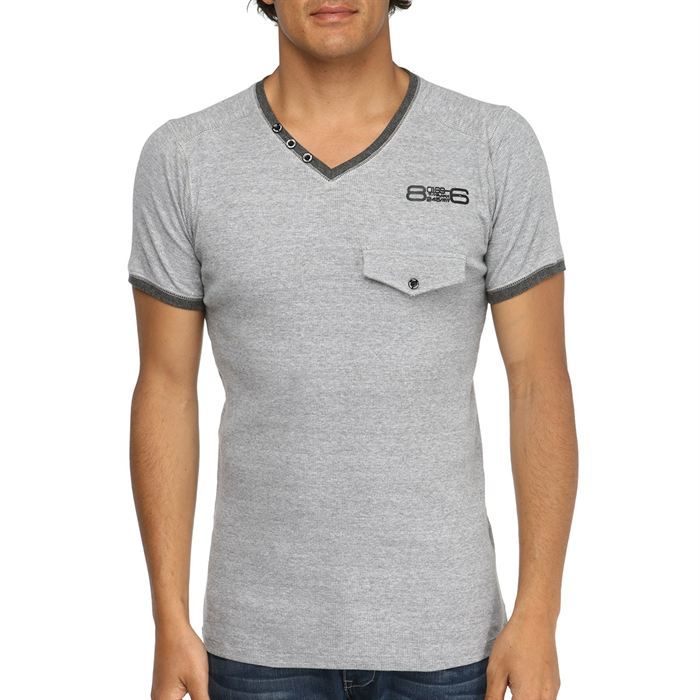 TRAXX T Shirt Homme Gris chiné et anthracite Gris chiné et