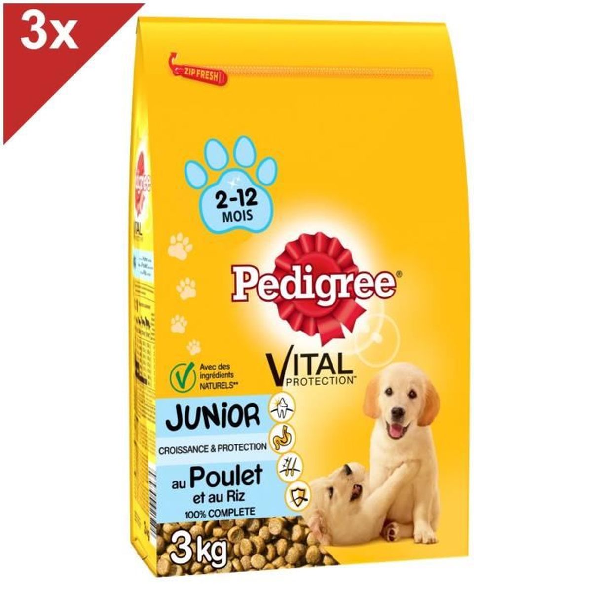 PEDIGREE Croquettes au poulet avec du riz Pour chien junior 3 kg