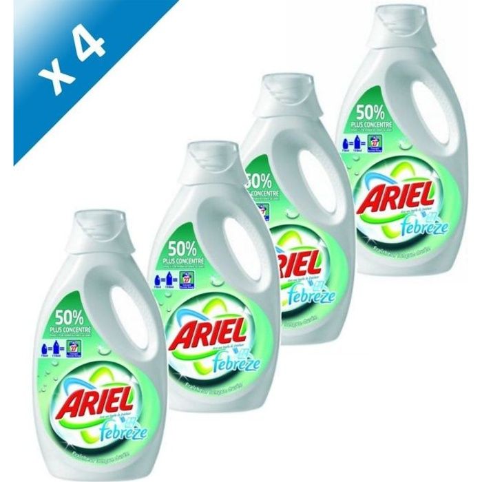 Lot de 4   ARIEL Lessive liquide avec une touche de fraîcheur Febreze