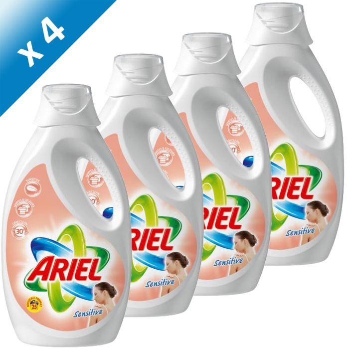 Lot de 4   ARIEL Lessive liquide Derma Sensitive   1.97L x 4 soit 108