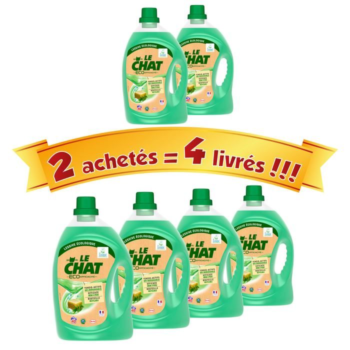 LE CHAT Éco Efficacité 3L x4   Achat / Vente LESSIVE LE CHAT ECO