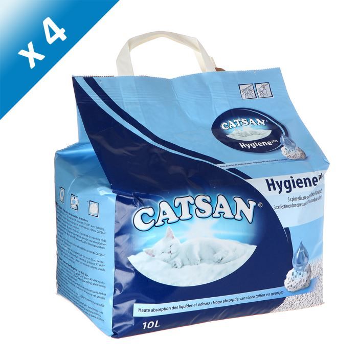 CATSAN Litière Hygiène Plus 10l (x4) Achat / Vente litière silice