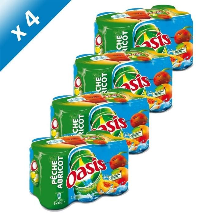 Lot de 4   OASIS PECHE ABRICOT   4 packs de 6 x 33 cl