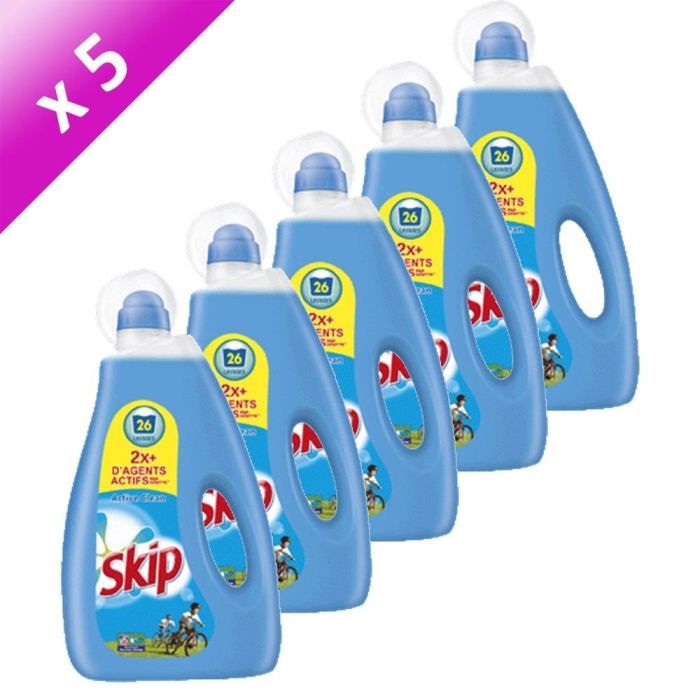 SKIP Active clean 2L 130 Lavages x 5   Achat / Vente LESSIVE SKIP