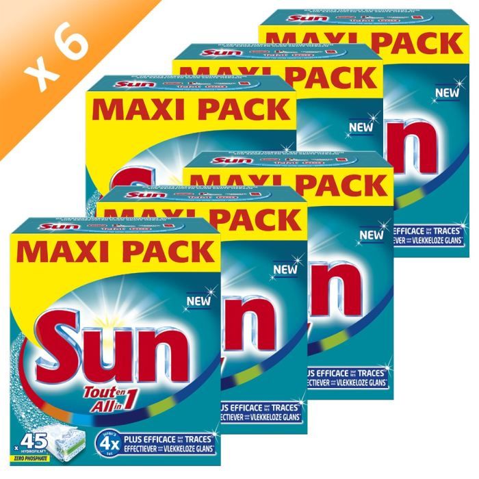 LAVE VAISSELLE SUN Tablettes Tout en 1 Standard Hydrofilm 45 x 6