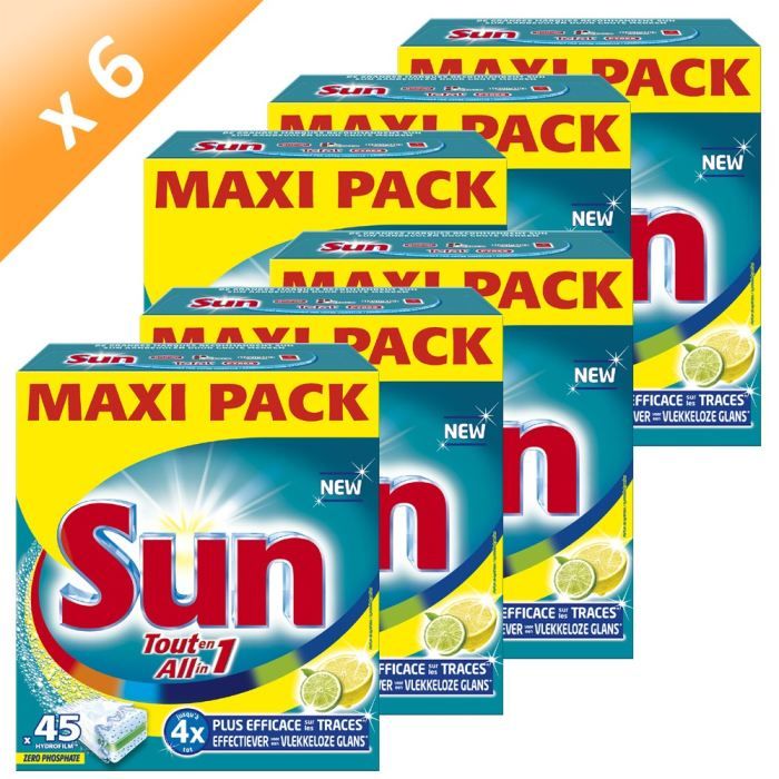 Lot de 6   Sun tout en 1 Citron 45 doses   Tout en 1  Fonctions