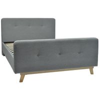 STRUCTURE DE LIT FJORD Lit adulte scandinave tissu gris - Sommier i STRUCTURE DE LIT FJORD Lit adulte scandinave tissu gris - Sommier i
