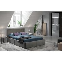STRUCTURE DE LIT FITIA Lit coffre adulte contemporain - Simili gris STRUCTURE DE LIT FITIA Lit coffre adulte contemporain - Simili gris