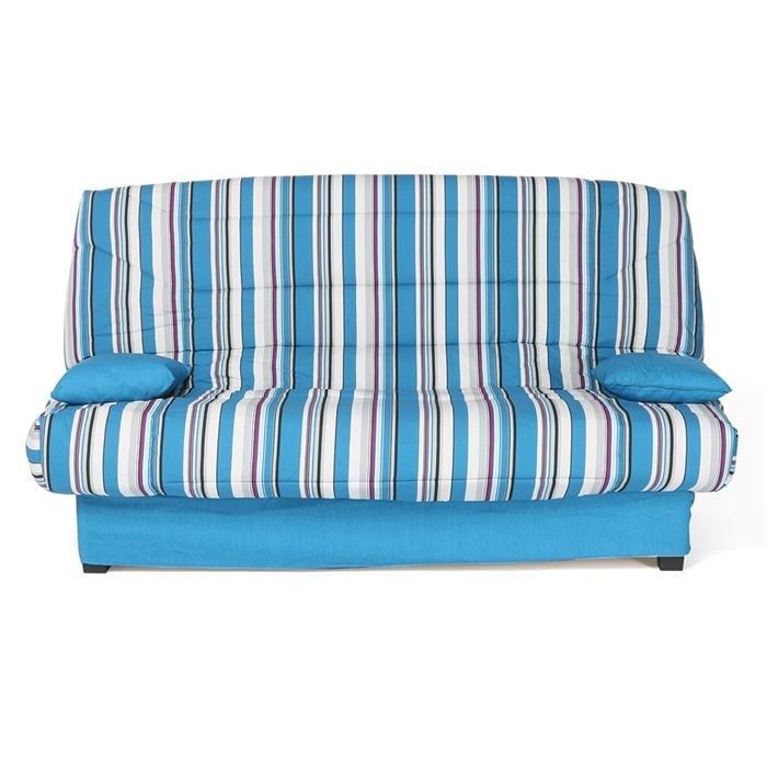 KINSOW Banquette clic clac rayures bleues   Achat / Vente LIT D