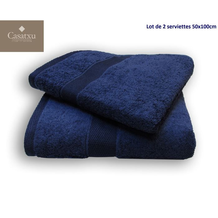 CASATXU Set 2 pièces BLEU MARINE   Achat / Vente SERVIETTES DE BAIN