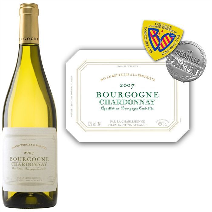 La Chablisienne Bourgogne Chardonnay 2007   Achat / Vente VIN BLANC La