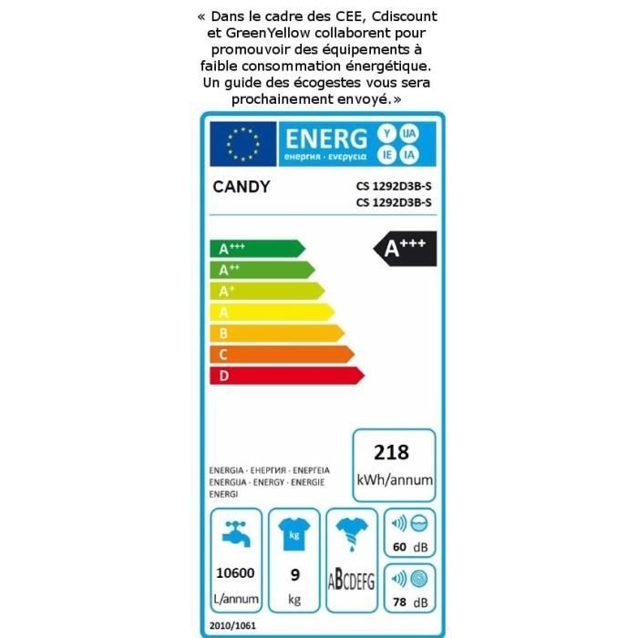  CS1292D3B-S - Lave linge frontal connecté3