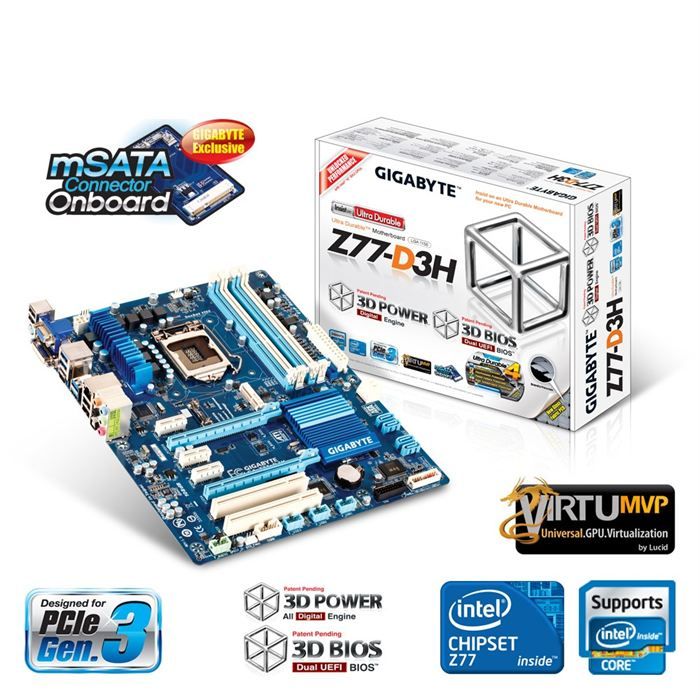 Carte mère socket LGA 1155   Chipset Intel Z77   4 slots DDR3   SATA