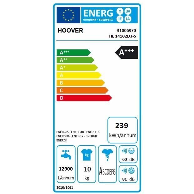  HL14102D3-S f Lave linge frontal - 10kg - 14001