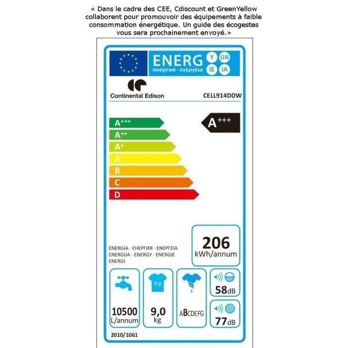 CELL914DDW Lave linge frontal - 9kg - 1400tr1
