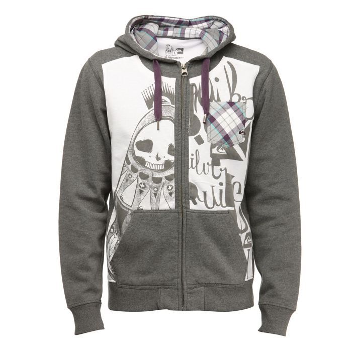 Coloris  gris. Sweat QUIKSILVER Homme, 60 % coton, 40 % polyester, à