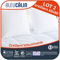 OREILLER BLEU CALIN Lot de 2 oreillers Volumineux 60x60 cm OREILLER BLEU CALIN Lot de 2 oreillers Volumineux 60x60 cm
