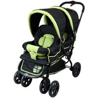 POUSSETTE BABYWAY Poussette Double Tango II Noire Vert Anis POUSSETTE BABYWAY Poussette Double Tango II Noire Vert Anis