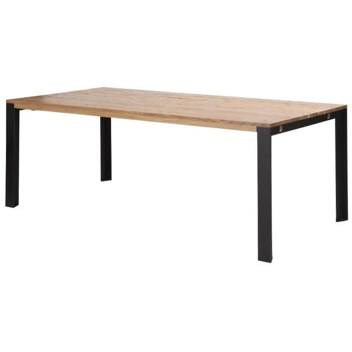 london table manger extensible de 8 12 personnes industriel plateau chne pieds mtal laqu noir l 200 290 x l 95 cm - Table A Manger 12 Personnes london table manger extensible de 8 12 personnes industriel plateau chne pieds mtal laqu noir l 200 290 x l 95 cm - Table A Manger 12 Personnes