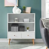 BIBLIOTHÈQUE BABETTE Bibliothèque scandinave décor blanc + pied BIBLIOTHÈQUE BABETTE Bibliothèque scandinave décor blanc + pied