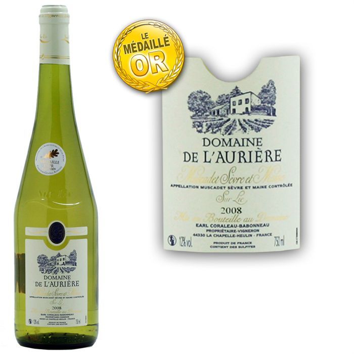 Aurière 2008   Achat / Vente VIN BLANC Muscadet Aurière 2008