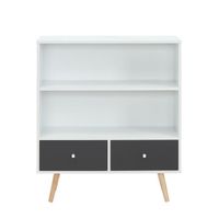 BIBLIOTHÈQUE BABETTE Bibliothèque scandinave blanc et gris fonc BIBLIOTHÈQUE BABETTE Bibliothèque scandinave blanc et gris fonc