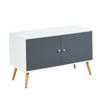 MEUBLE TV BABETTE Meuble TV scandinave décor blanc et gris + MEUBLE TV BABETTE Meuble TV scandinave décor blanc et gris +