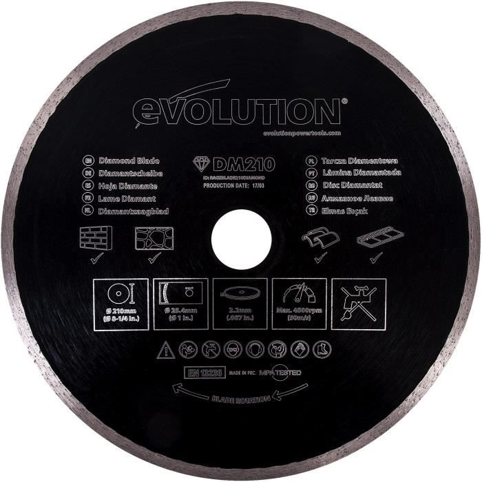 Disque Diamant EVOLUTION FURY 210mm   Achat / Vente CISEAUX   CUTTER