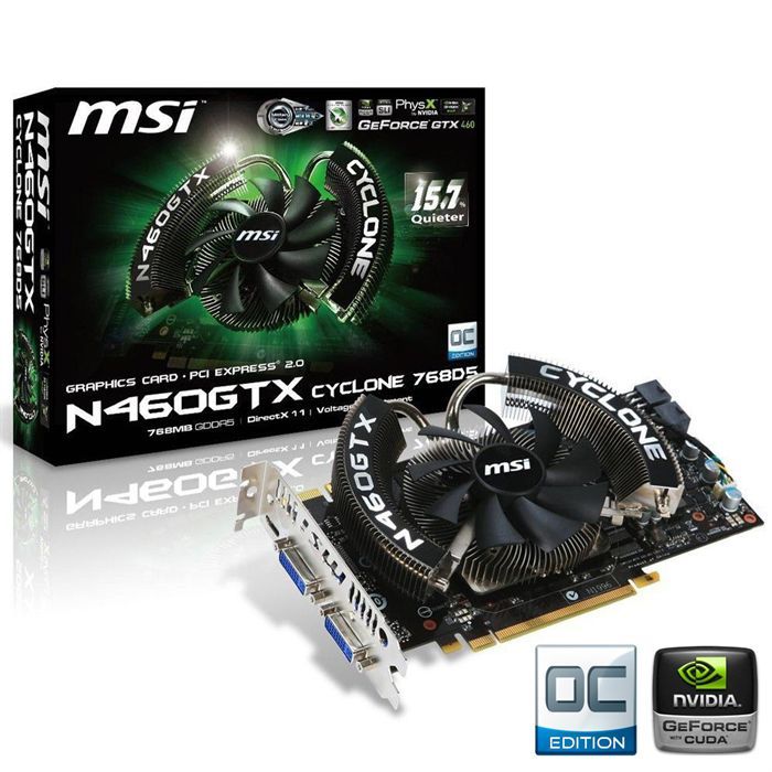 MSI GTX 460 CYCLONE 768Mo GDDR5 Overclockée   Carte graphique NVIDIA