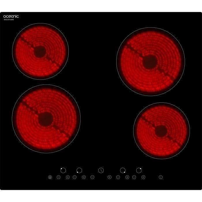  TV4ZSE Table cuisson vitrocéramique-4 zones-6000W-L59xP52cm-Revêtement3