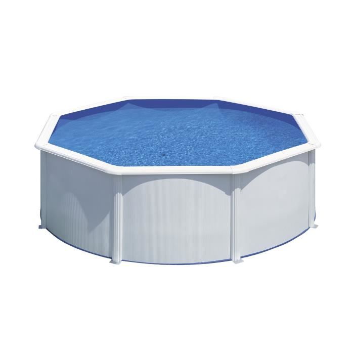 Gre Piscine Hors Sol Ronde Fidji ø 350 H 120 Cm Laqué Blanc