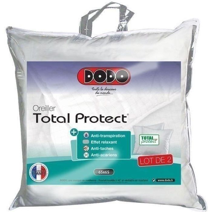 oreillers dodo total protect 65x65cm - oreiller 65x65 carrefour