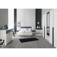 LIT COMPLET AXEL Chambre complète adulte 160cm Blanc/Gris LIT COMPLET AXEL Chambre complète adulte 160cm Blanc/Gris