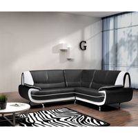 CANAPÉ - SOFA - DIVAN SPACIO Canapé d'angle fixe simili 4 places - 143x1 CANAPÉ - SOFA - DIVAN SPACIO Canapé d'angle fixe simili 4 places - 143x1