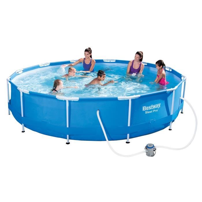 piscine tubulaire bestway ronde steel frame pools bleue o 366 cm