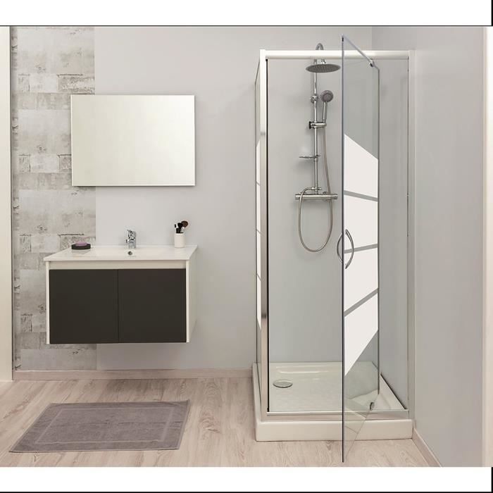 Paroi de douche fixe Lucy 5mm 80cm blanc Achat / Vente